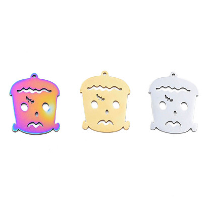 201 Stainless Steel Pendants, Halloween Style, Human Face