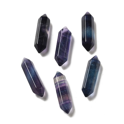 Baguettes en pierre de guérison en fluorite naturelle, tour à double pointe, pour les décors de thérapie de méditation reiki chakra, hexagone prisme