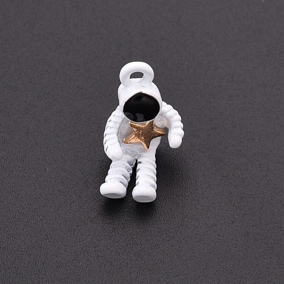 Baking Painted Alloy Pendants, Astronaut Bend Legs Around a Star