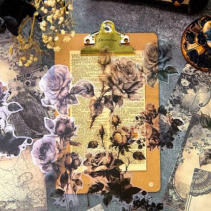 Flower Scrapbook Paper Pads & PET Stickers Set, for DIY Album Scrapbook, Background Paper, Diary Decoration