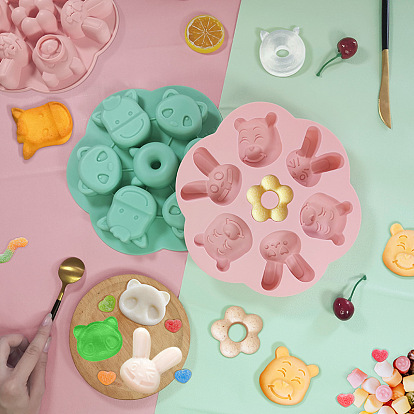 Flower/Sheep/Cattle Shape Food Grade Silicone Molds, Fondant Molds, Resin Casting Molds, for Chocolate, Candy, UV Resin & Epoxy Resin Craft Making