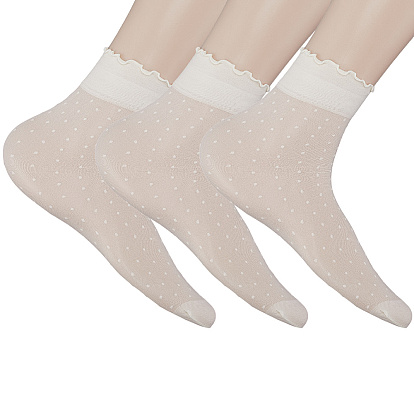 3 пары однотонных носков из акрилового волокна, узор в горошек
