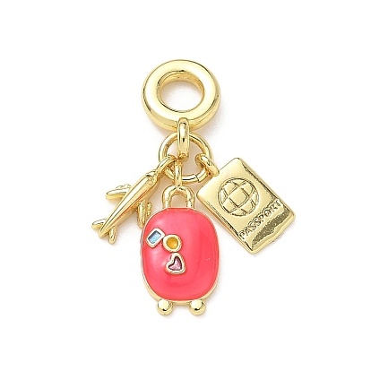 Европейские подвески из латуни с ярко-розовой эмалью, подвески для багажа, паспорта, самолета с большим отверстием