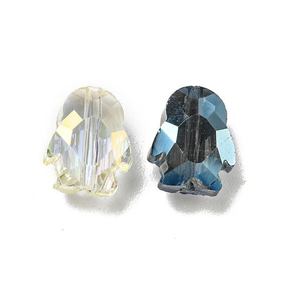 Гальванические стеклянные бусины, граненые, с полным покрытием цвета радуги, пингвин