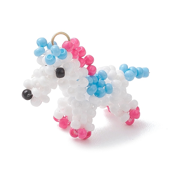 3d подвески в виде лошади из стеклянного бисера, с 304 нержавеющей стали, реальный 18 k позолоченный