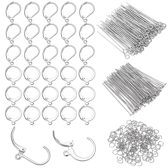 Наборы для изготовления ювелирных изделий своими руками, включая 304 фурнитуру для серег с застежкой-рычагом из нержавеющей стали, а также булавку и открытое соединительное кольцо