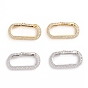Brass Micro Pave Clear Cubic Zirconia Spring Gate Rings, Oval Rings