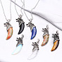 Vintage Wolf Fang Pendant Men's Necklace with Crystal Agate Accents - NKB607