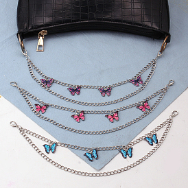 Alloy Enamel Butterfly Charm Purse Chains, Double Strand Decorative Chain