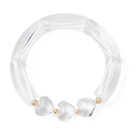 Браслеты из стеклянных бусин для женщин, сердце и трубка, с акрилом и 304 нержавеющей сталью