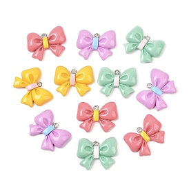 Непрозрачные подвески смолы, бантом, с платиновыми тоновыми железными петлями