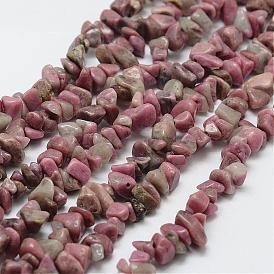 Rhodonite naturelles brins de perles, puce