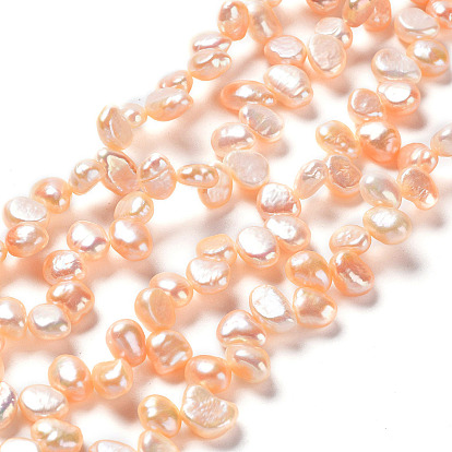 Natural Cultured Freshwater Pearl Beads Strands, Two Sides Polished, Grade 4A+
