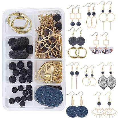 Комплекты для изготовления сережек, бусины из натуральной лавы и подвески из смолы, кулоны и звенья из нержавеющей стали, латунные подвески, соединительные кольца и крючки для серег, железные звенья и булавки, шарик сплава