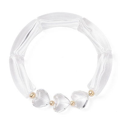 Браслеты из стеклянных бусин для женщин, сердце и трубка, с акрилом и 304 нержавеющей сталью