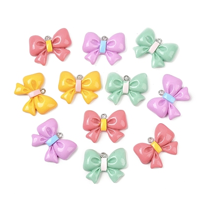 Непрозрачные подвески смолы, бантом, с платиновыми тоновыми железными петлями