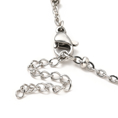 304 Stainless Steel Link Anklet with Satellite Chains for Women