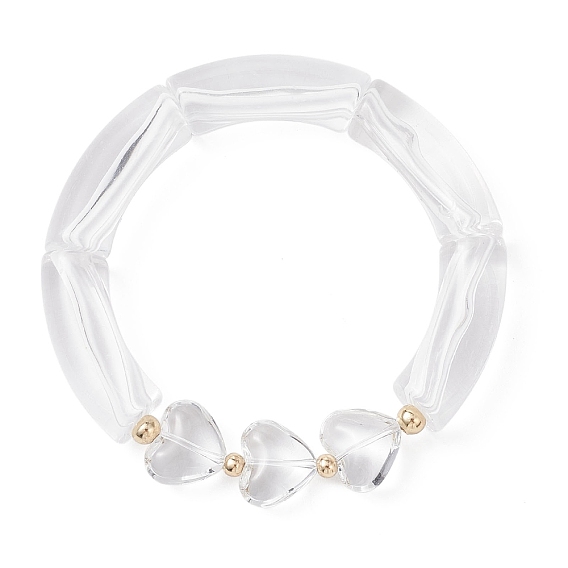 Браслеты из стеклянных бусин для женщин, сердце и трубка, с акрилом и 304 нержавеющей сталью