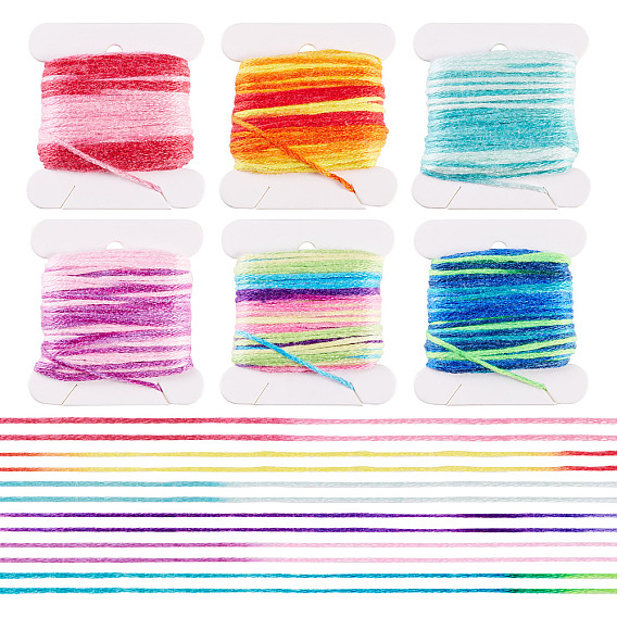 6 шт. 6 цвета сегментно окрашенные полиэфирные нитки для вышивания, для вышивки крестом