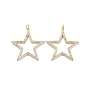 Brass Micro Pave Cubic Zirconia Pendants, with Jump Rings, Long-Lasting Plated, Star