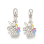 Alloy European Dangle Charms, with Rhinestone and Enamel, Large Hole Pendants, Unicorn, Platinum