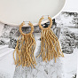 Bohemian Glass Bead Earrings with Ethnic Circle and Tassel Design