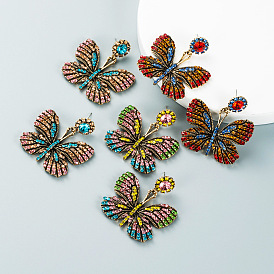 Sparkling Butterfly Earrings for Women - Trendy and Bold Party Jewelry with Colorful Rhinestones