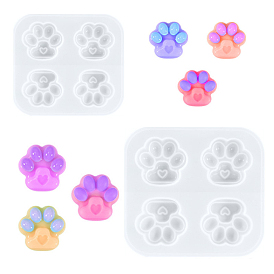 Cat Paw Print DIY Pendant Silicone Molds, for Keychain Making, Resin Casting Molds, For UV Resin, Epoxy Resin Jewelry Making