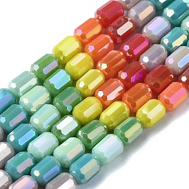 Electroplate Glass Beads Strands, Faceted, Column