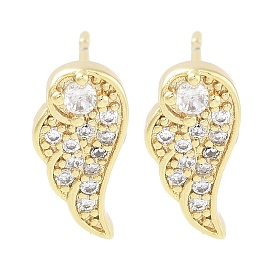 Brass Micro Pave Clear Cubic Zirconia Studs Earring, Wing