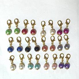 Decoraciones colgantes de perlas de vidrio redondas, con broches de langosta de la aleación de la garra
