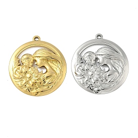 304 подвески из нержавеющей стали, плоские круглые подвески для мамы и малыша, ионное покрытие (ip)