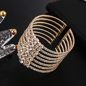 7-Row Personality Bracelet with Wide Opening - Wire Inlaid Diamond, Claw Chain.