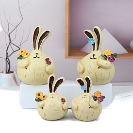 Cute Rabbit Resin Figurines Display Decorations, for Home Office Desktop Ornament