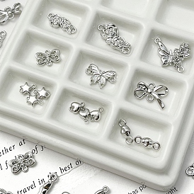 Butterfly/Flower/Oval/Heart/Star/Bar/Leaf Alloy Connector Charms, Platinum