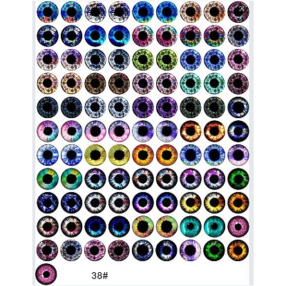 Cabochons en verre transparent imprimé, demi-rond avec motif oeil