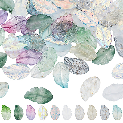 60шт. 6 цветов подвесок из листового стекла и 40шт. 4 цветов наборов фурнитуры для подвесок ручной работы из стекла, изготовленных методом лэмпворк.