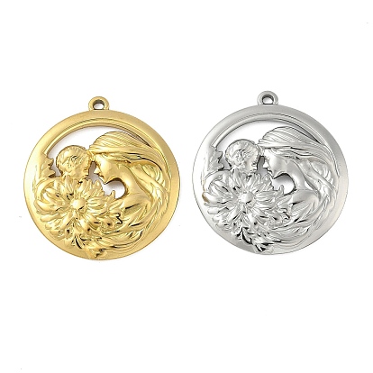 304 подвески из нержавеющей стали, плоские круглые подвески для мамы и малыша, ионное покрытие (ip)