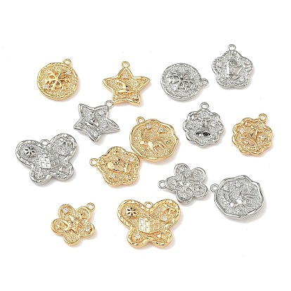 Рождественские латунные подвески с микропаве из фианита, долговечный, настоящее платиновое покрытие/настоящее 18k позолоченное