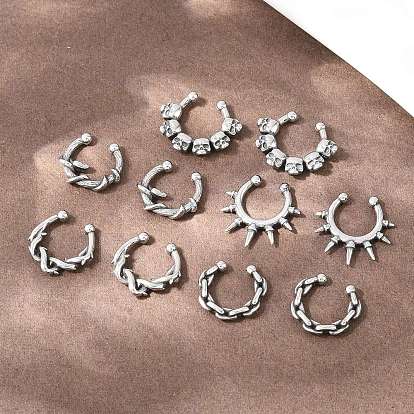 316 кольцевые носовые кольца из нержавеющей стали, античное серебро