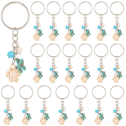 20шт. Брелоки с подвеской в виде черепахи и морской звезды из синтетической бирюзы, с железным кольцом