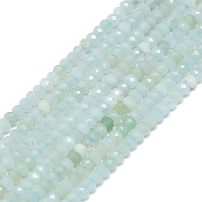 Brins de perles d'amazonite de fleurs naturelles, facette, rondelle