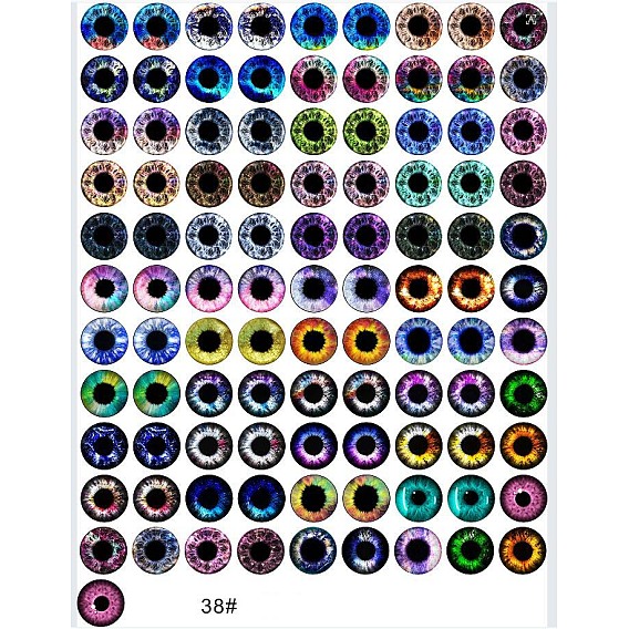 Cabujones de vidrio transparente impresos, media caña con patrón de ojos