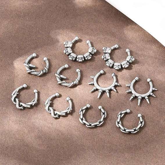 316 кольцевые носовые кольца из нержавеющей стали, античное серебро