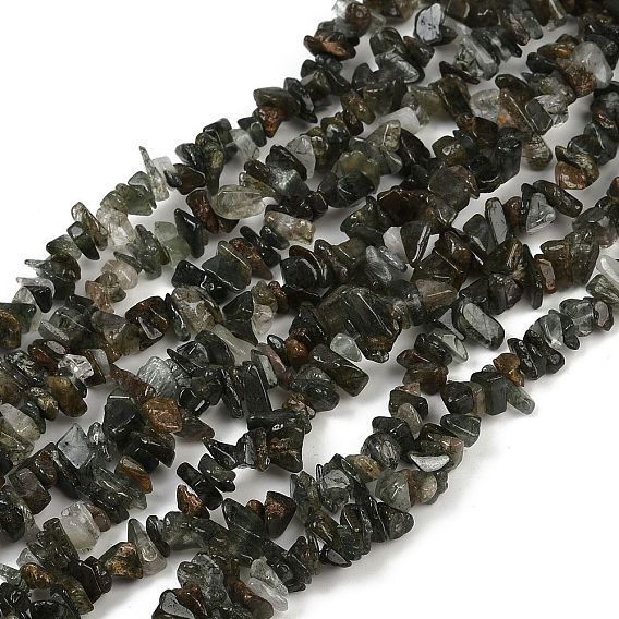 Естественный зеленый Rutilated кварцевые нити бисера, чип