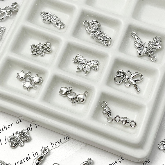 Подвески-соединители из сплава в виде бабочки/цветка/овала/сердца/звезды/полосы/листа, платина