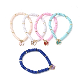 Браслет с подвеской из эмали в виде бабочки для девочек-подростков, браслет ручной работы из бисера из полимерной глины, золотые