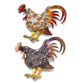 Булавки с эмалью в виде петуха, броши из сплава со стразами для рюкзака