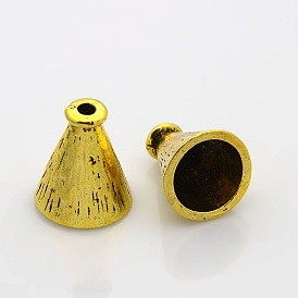Tibetan Style Alloy Bead Cones, Apetalous, Nickel Free, 18x15mm, Hole: 2mm and 10mm