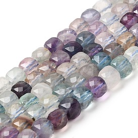 Natural Fluoite Beads Strands, Cube, Faceted
